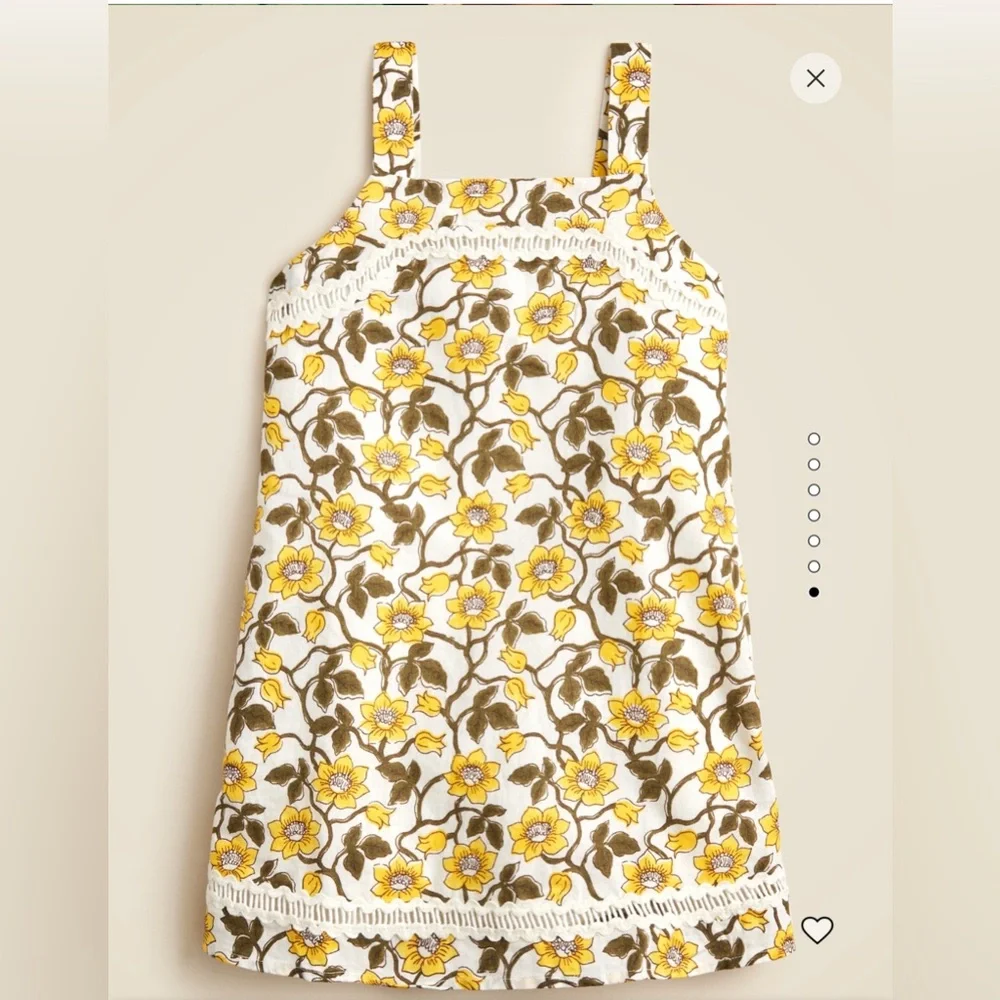 NWT crewcute Girls' rickrack dress in daffodil linen-cotton blend - Picture 4 of 6